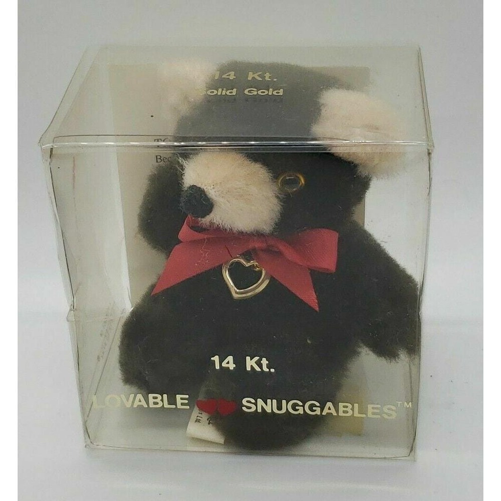 vintage lovable snuggables St. Regis plush bear w/ 14kt 14k gold‎ heart